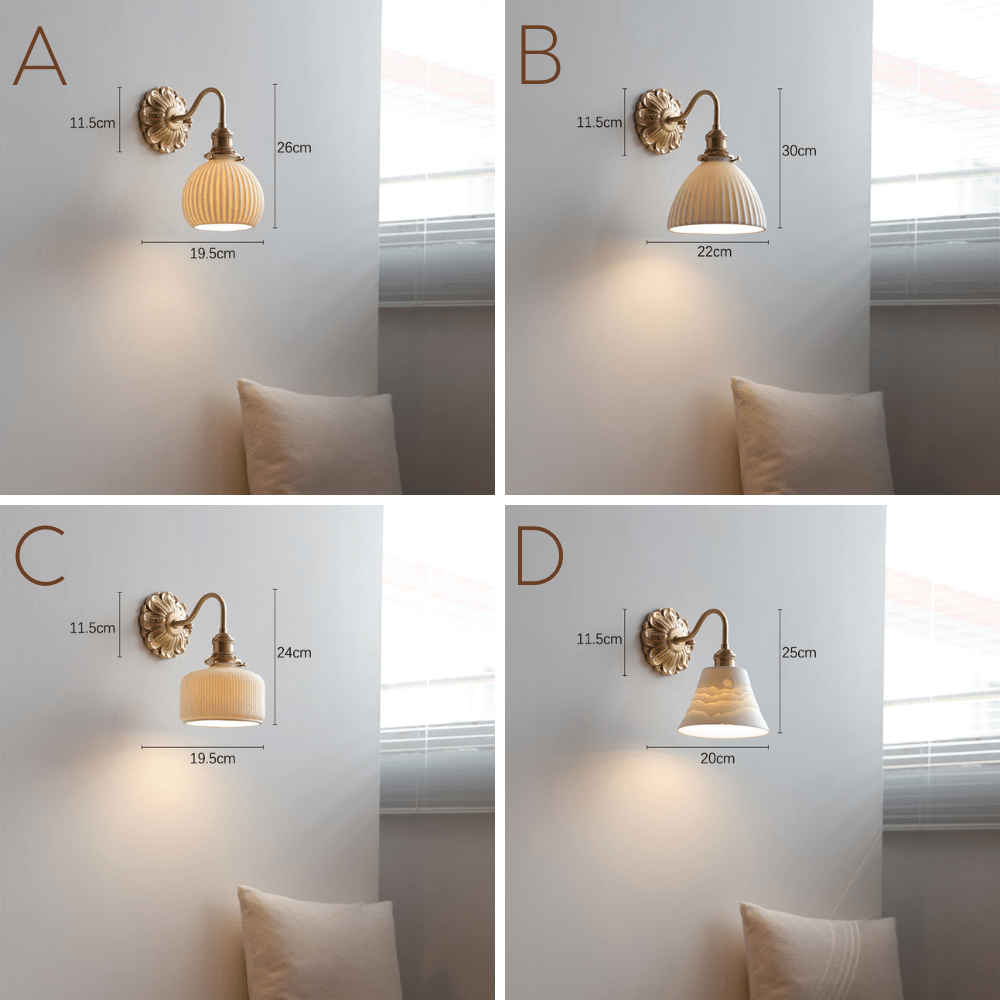 Mosiężna ceramiczna lampa ścienna