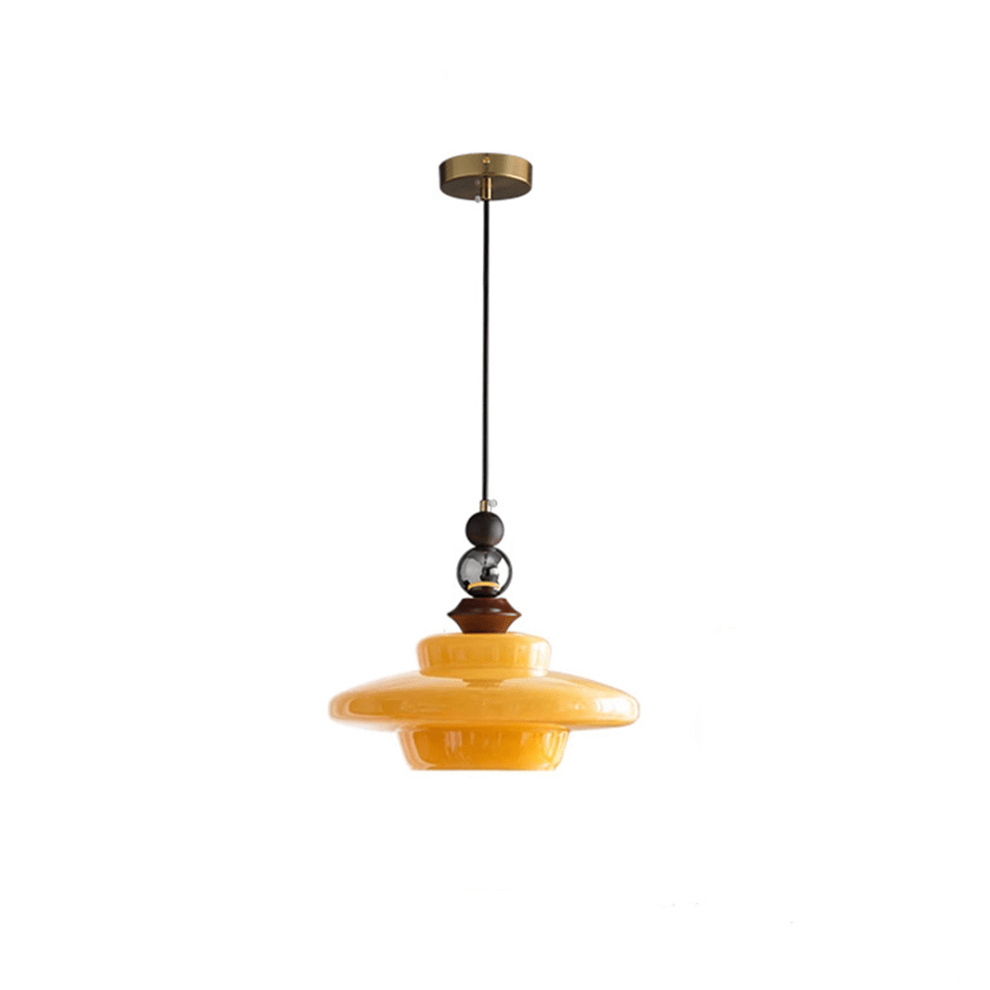 Szklana lampa wisząca w stylu vintage – ciepłe światło do jadalni