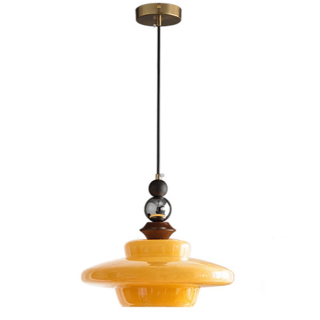 Szklana lampa wisząca w stylu vintage – ciepłe światło do jadalni