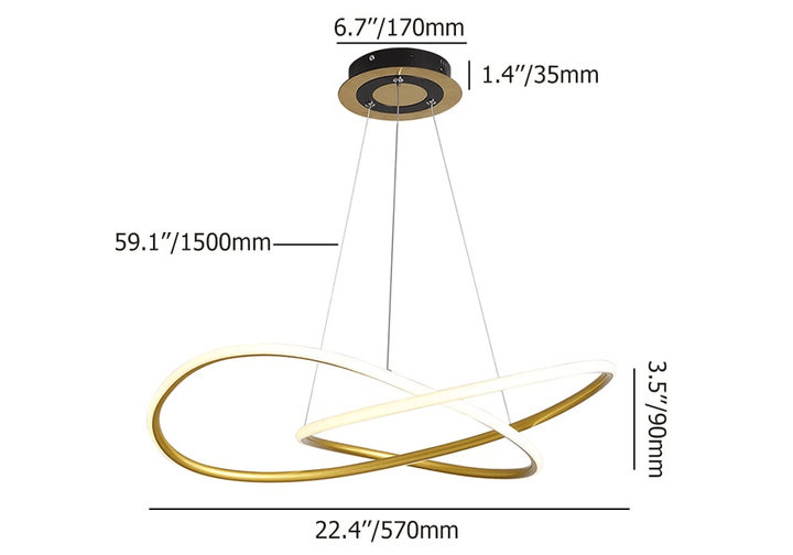 Minimalistyczna Złota Okrągła Lampa Wisząca LED