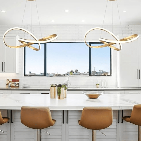 Minimalistyczna Złota Okrągła Lampa Wisząca LED