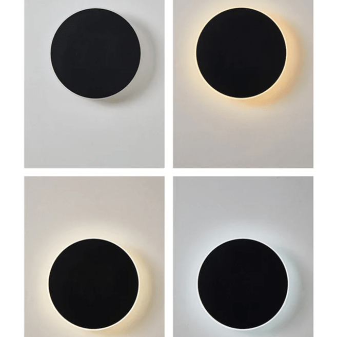 Minimalistyczna okrągła lampa LED ścienna z metalu do użytku zewnętrznego