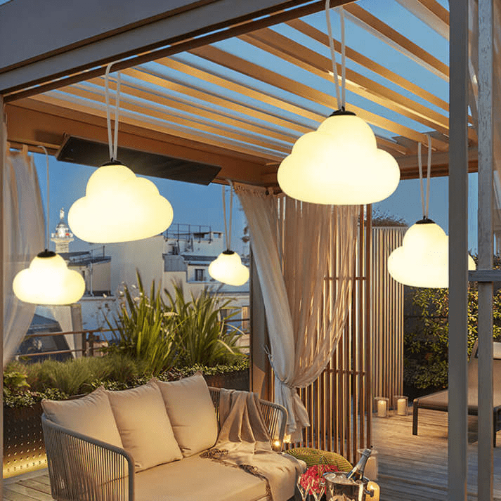 Minori Design LED Lampa Wisząca Chmura Mleczna Biała Metal/Akryl Ogród