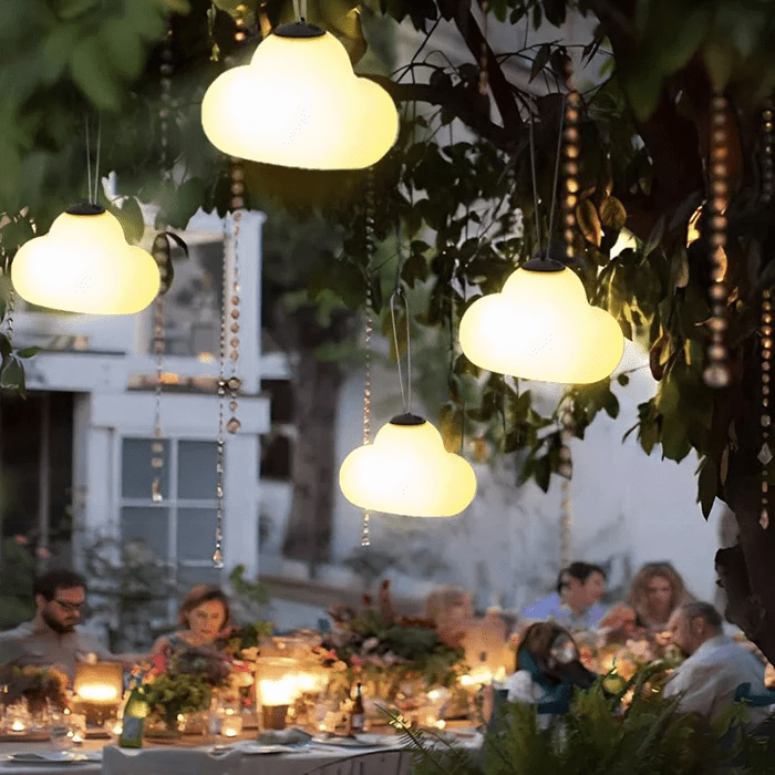 Minori Design LED Lampa Wisząca Chmura Mleczna Biała Metal/Akryl Ogród