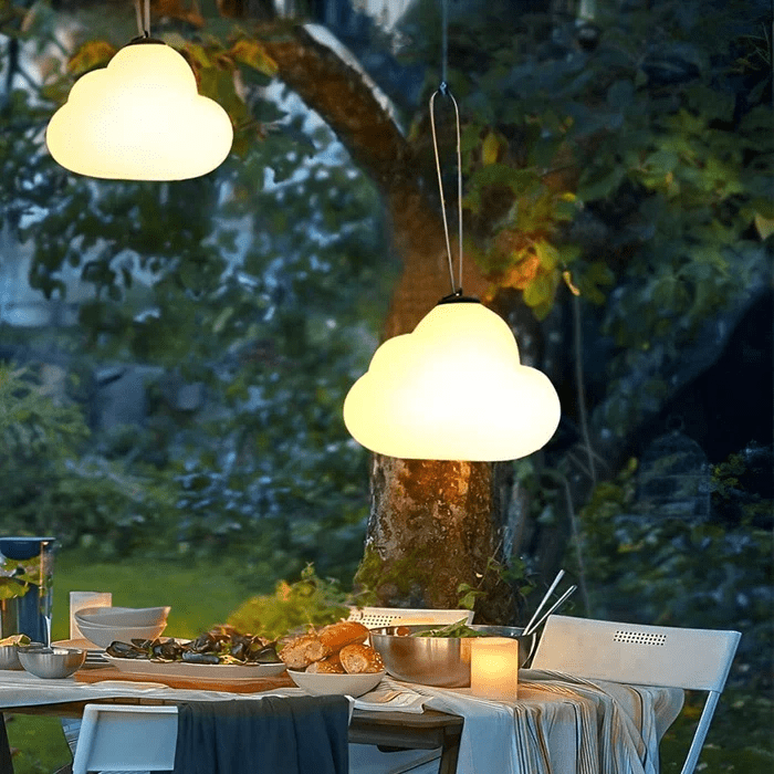 Minori Design LED Lampa Wisząca Chmura Mleczna Biała Metal/Akryl Ogród