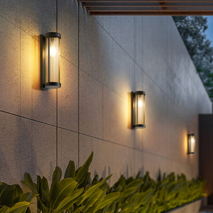 Nowoczesna Cylindryczna Lampa Metalowa i Szklana IP65 Wodoodporna Lampa Zewnętrzna