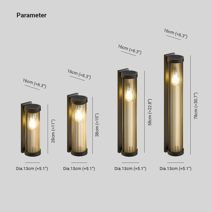 Nowoczesna Cylindryczna Lampa Metalowa i Szklana IP65 Wodoodporna Lampa Zewnętrzna