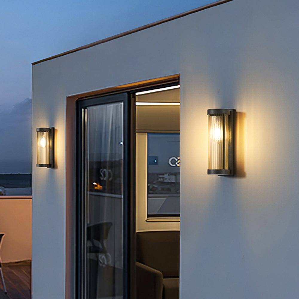 Nowoczesna Cylindryczna Lampa Metalowa i Szklana IP65 Wodoodporna Lampa Zewnętrzna