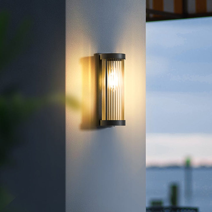 Nowoczesna Cylindryczna Lampa Metalowa i Szklana IP65 Wodoodporna Lampa Zewnętrzna