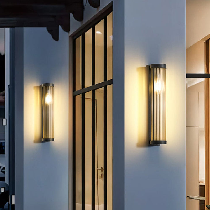 Nowoczesna Cylindryczna Lampa Metalowa i Szklana IP65 Wodoodporna Lampa Zewnętrzna