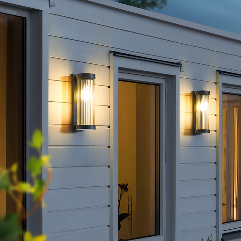 Nowoczesna Cylindryczna Lampa Metalowa i Szklana IP65 Wodoodporna Lampa Zewnętrzna