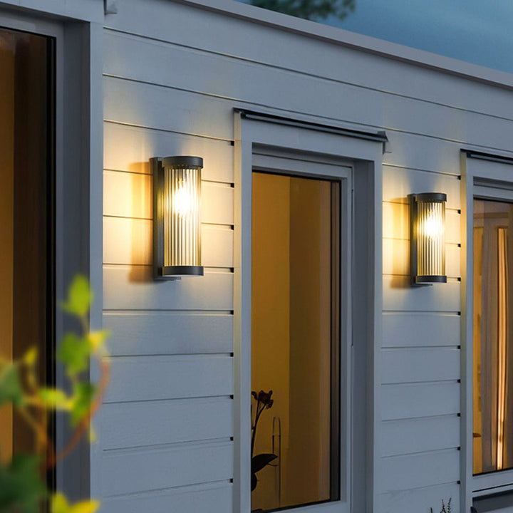 Nowoczesna Cylindryczna Lampa Metalowa i Szklana IP65 Wodoodporna Lampa Zewnętrzna