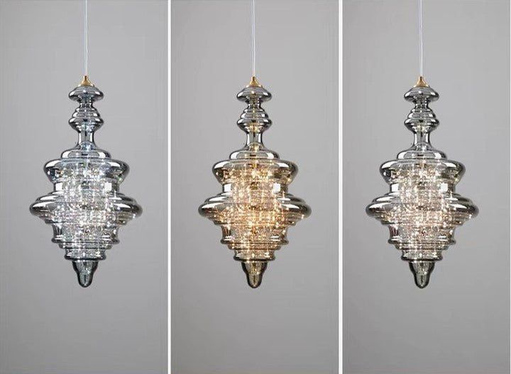 Nowoczesna Szara Szklana Lampa Wisząca z Gwiazdami