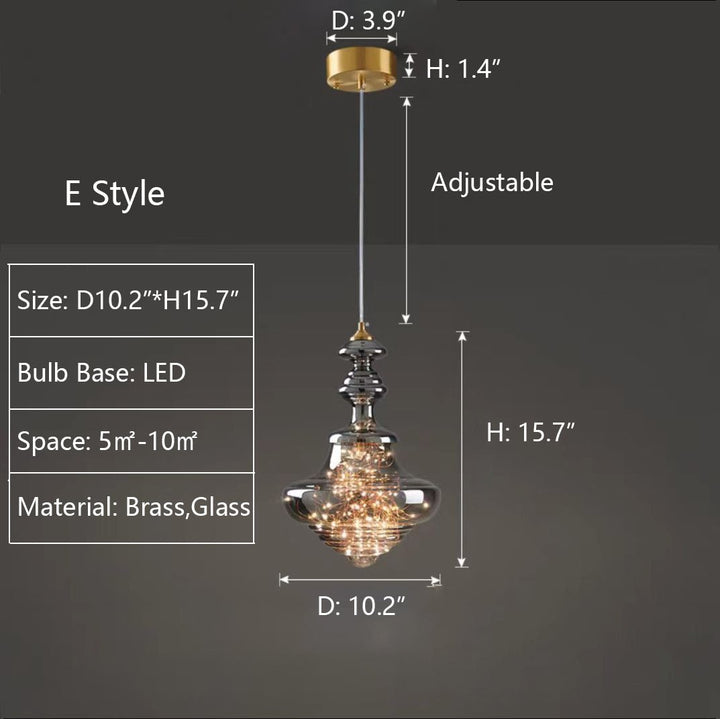 Nowoczesna Szara Szklana Lampa Wisząca z Gwiazdami