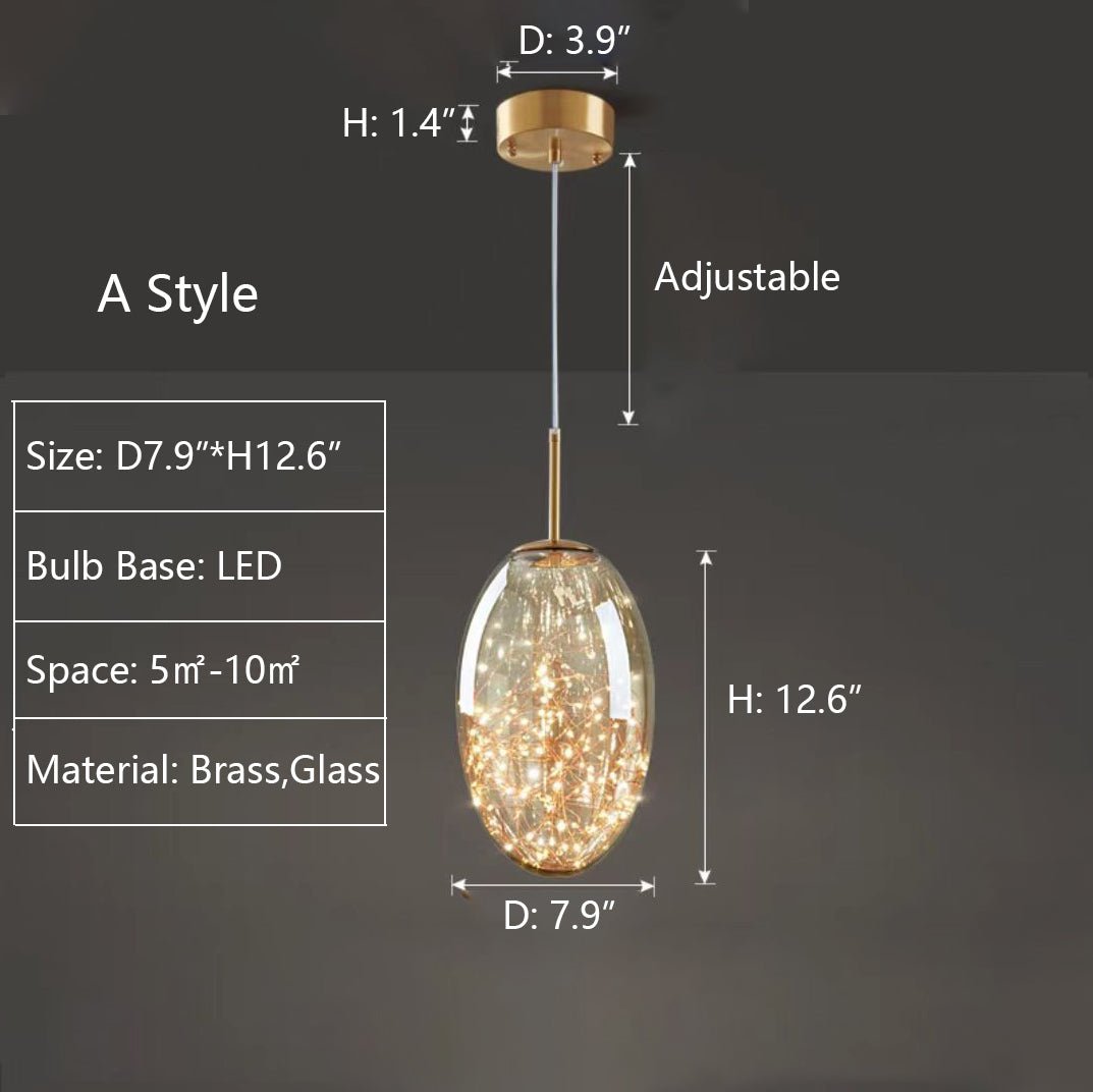 Nowoczesna Szara Szklana Lampa Wisząca z Gwiazdami