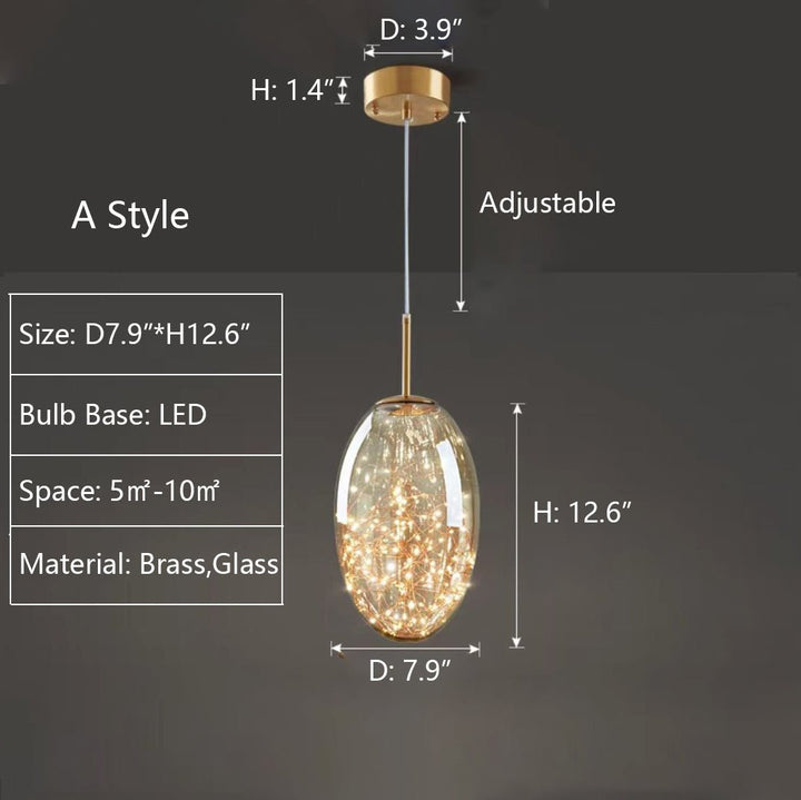 Nowoczesna Szara Szklana Lampa Wisząca z Gwiazdami