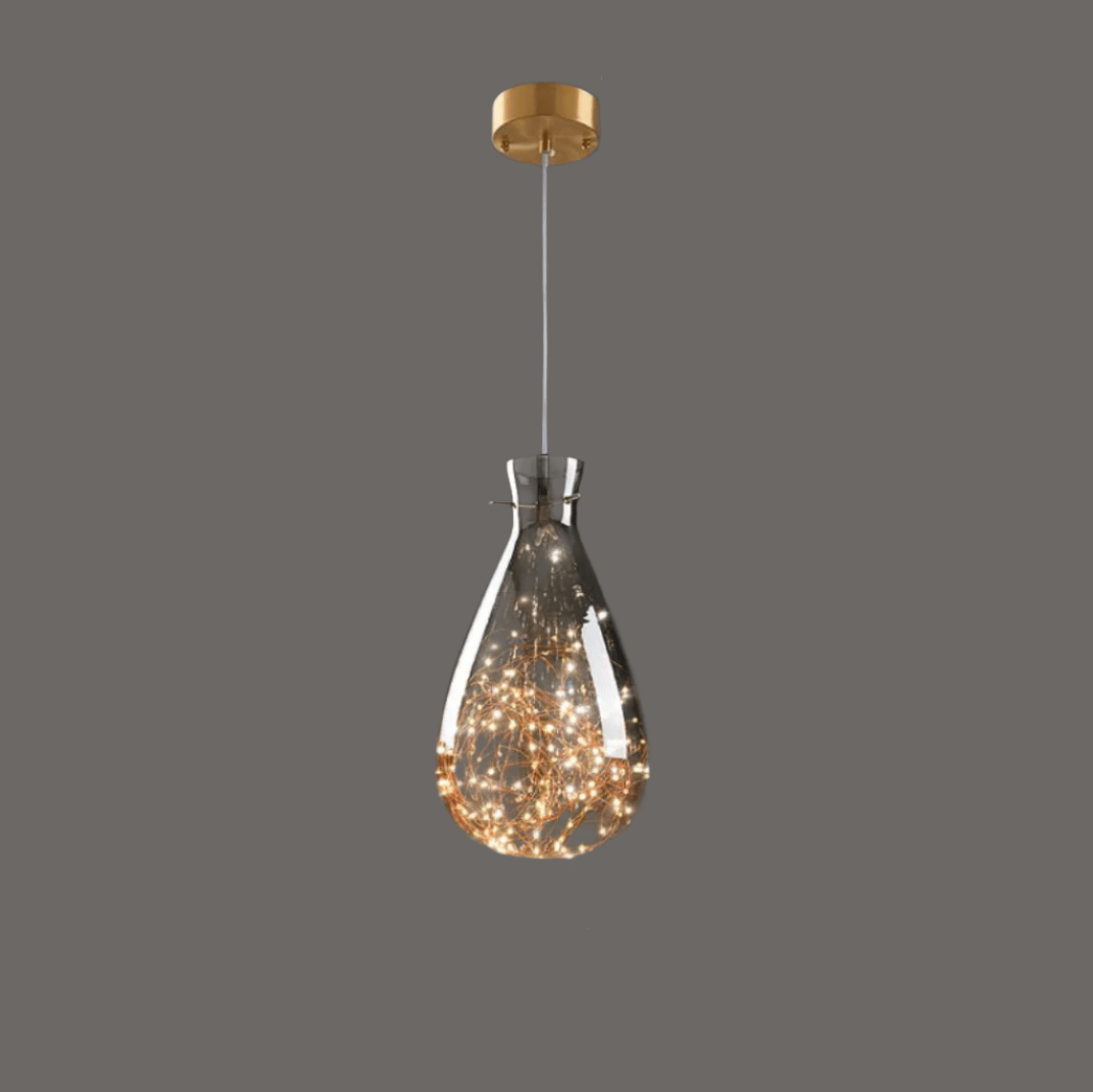 Nowoczesna Szara Szklana Lampa Wisząca z Gwiazdami