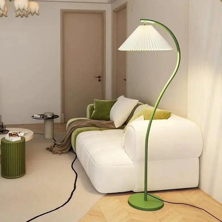 Nowoczesna lampa podłogowa LED z tkaniny