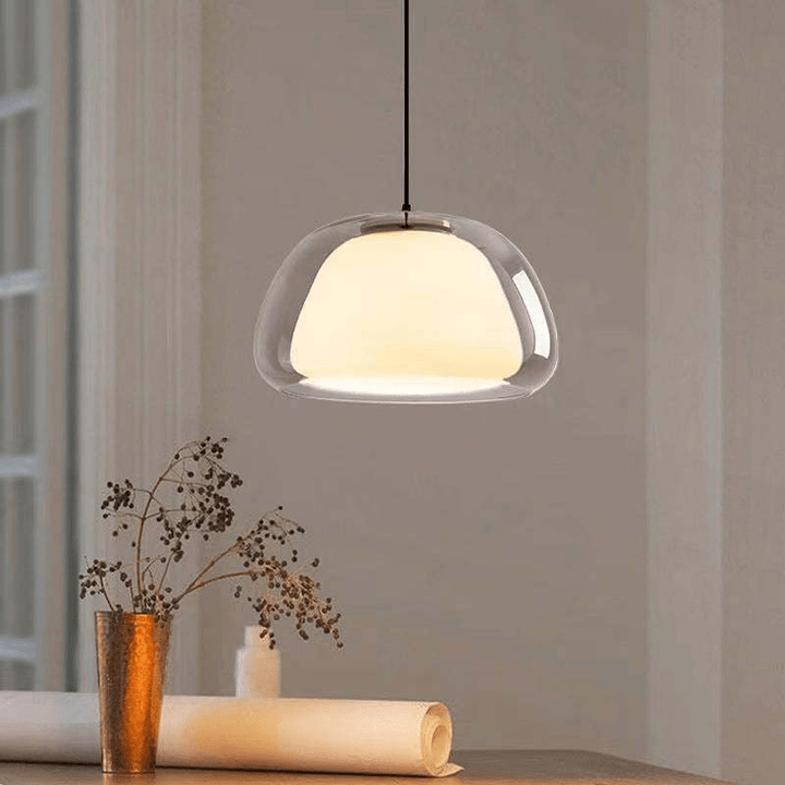 Nowoczesna lampa wisząca z mlecznego szkła