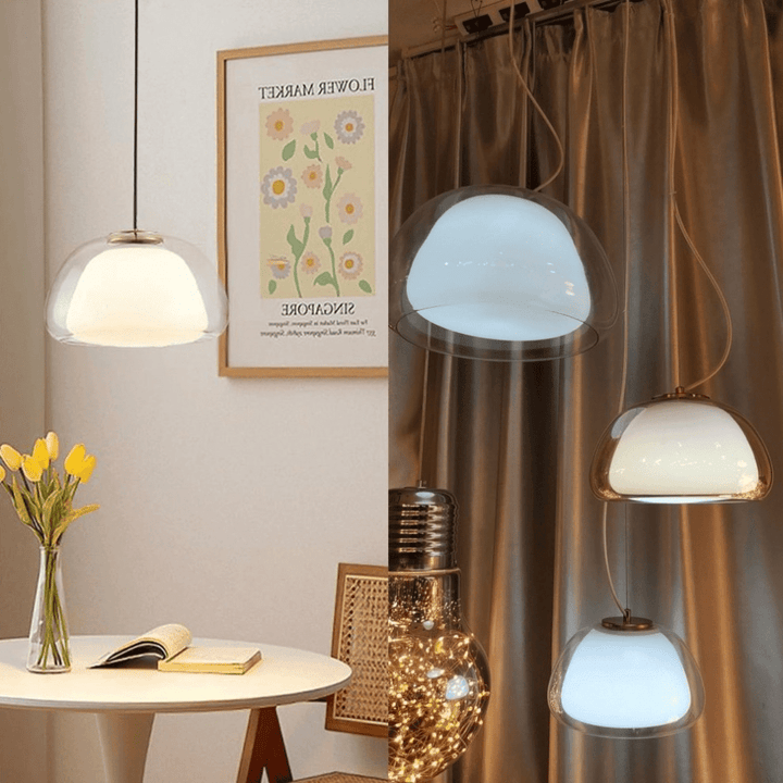 Nowoczesna lampa wisząca z mlecznego szkła