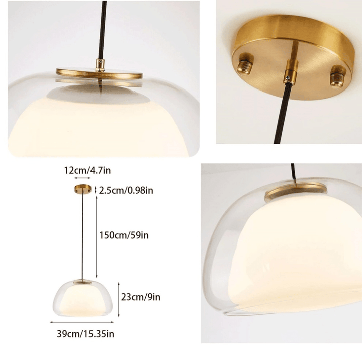 Nowoczesna lampa wisząca z mlecznego szkła