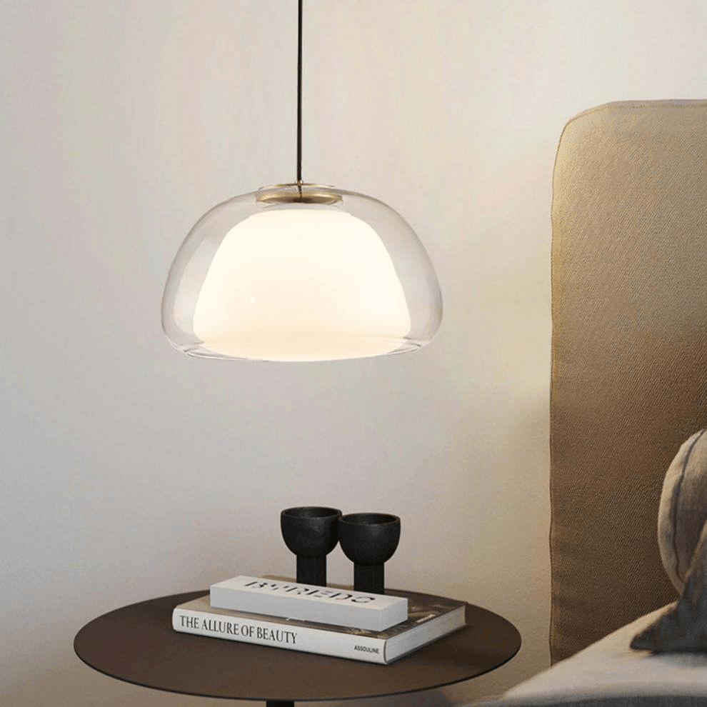 Nowoczesna lampa wisząca z mlecznego szkła