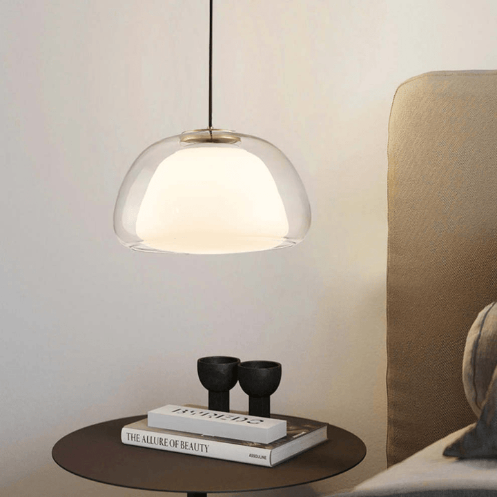 Nowoczesna lampa wisząca z mlecznego szkła