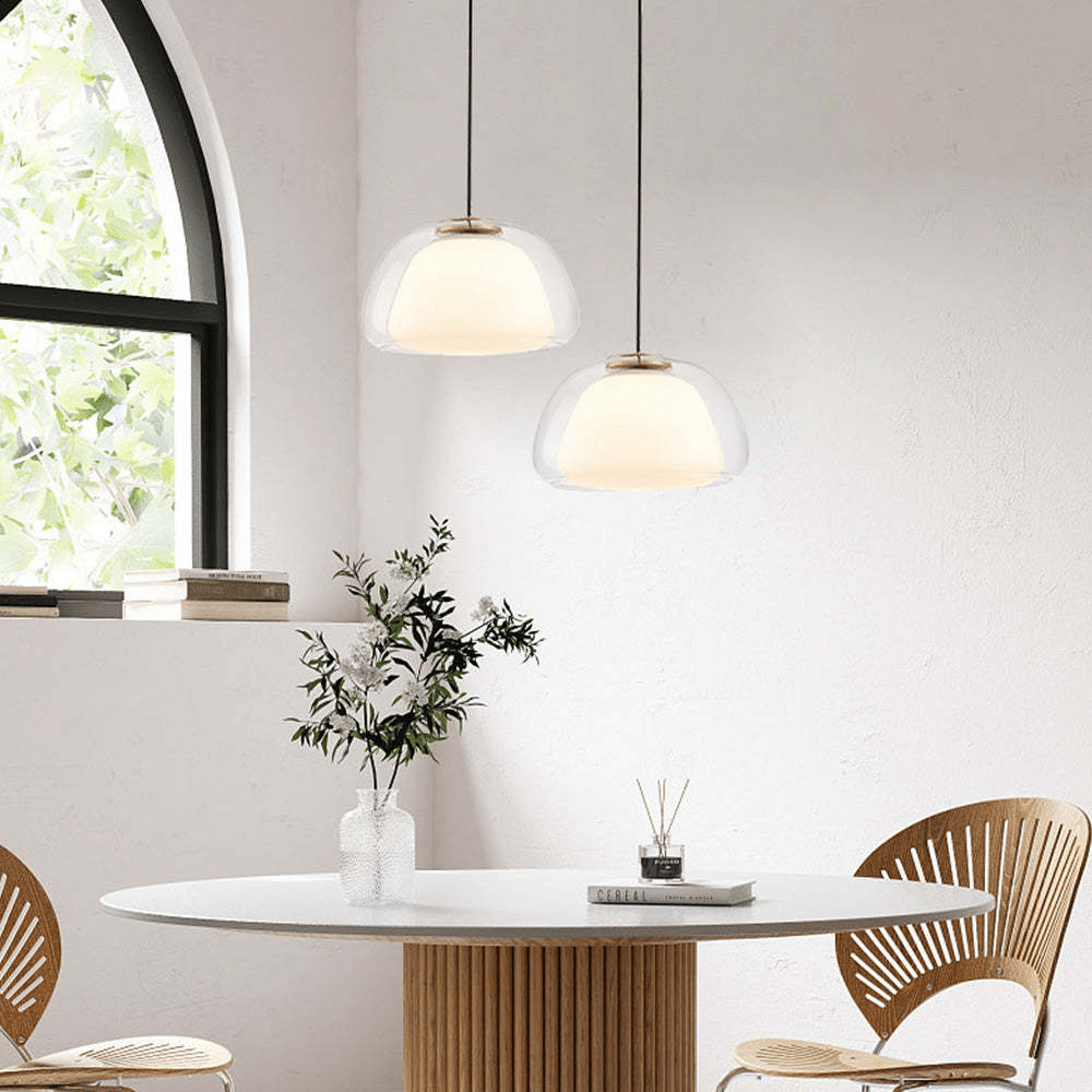 Nowoczesna lampa wisząca z mlecznego szkła