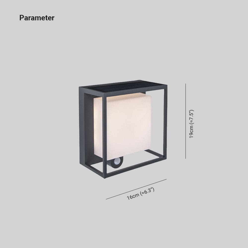 Nowoczesna Prostokątna Lampa Ścienna z Akrylu na Czujnik Słoneczny IP65 Wodoodporna