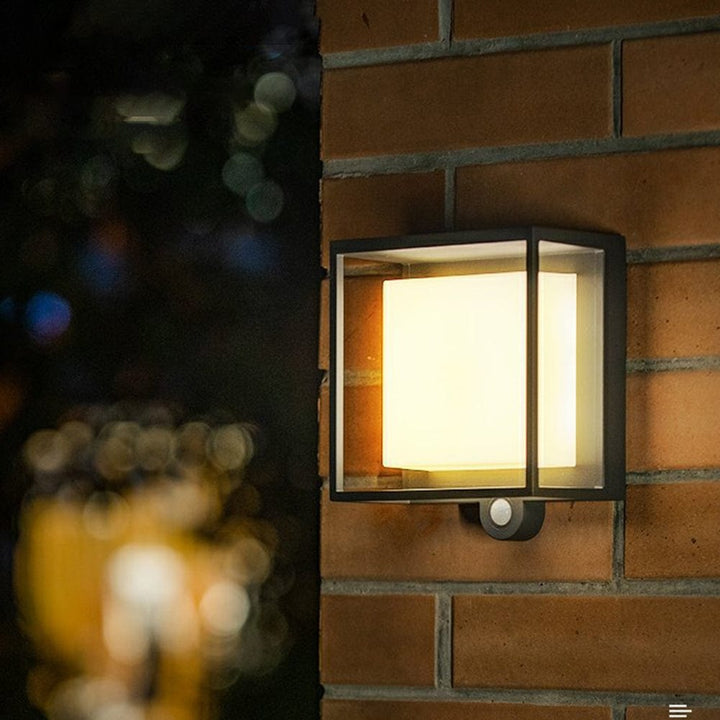 Nowoczesna Prostokątna Lampa Ścienna z Akrylu na Czujnik Słoneczny IP65 Wodoodporna