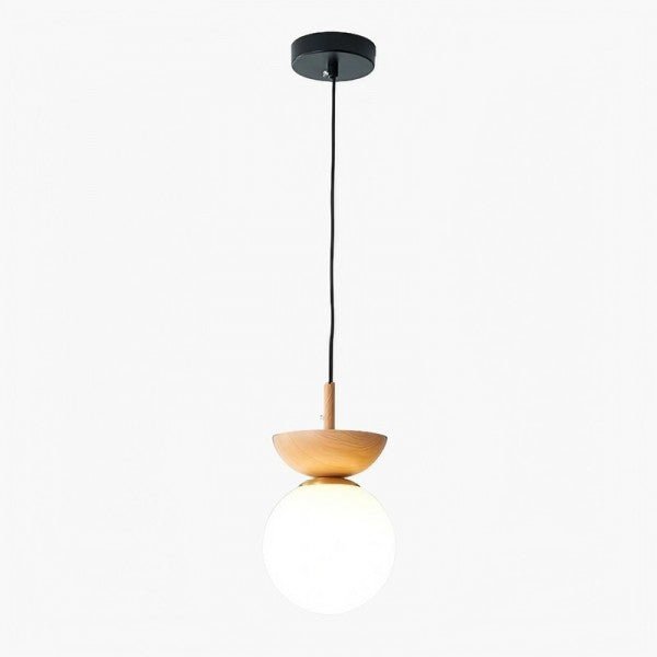 Skandynawska lampa wisząca półdrewniana