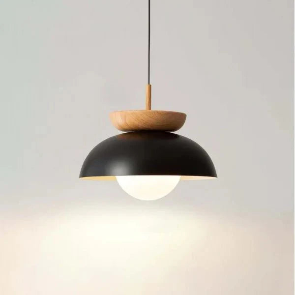 Skandynawska lampa wisząca półdrewniana