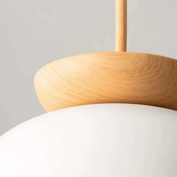 Skandynawska lampa wisząca półdrewniana