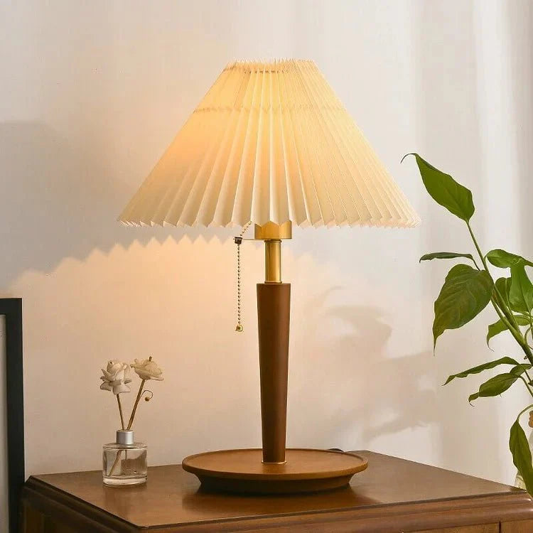 Vintage Złożona Drewniana Lampa Stołowa