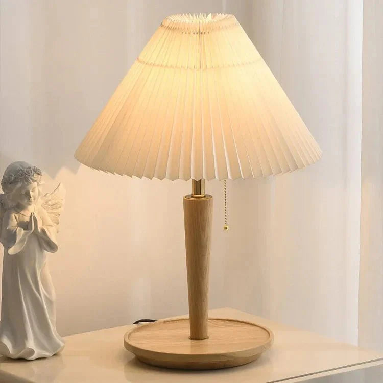 Vintage Złożona Drewniana Lampa Stołowa