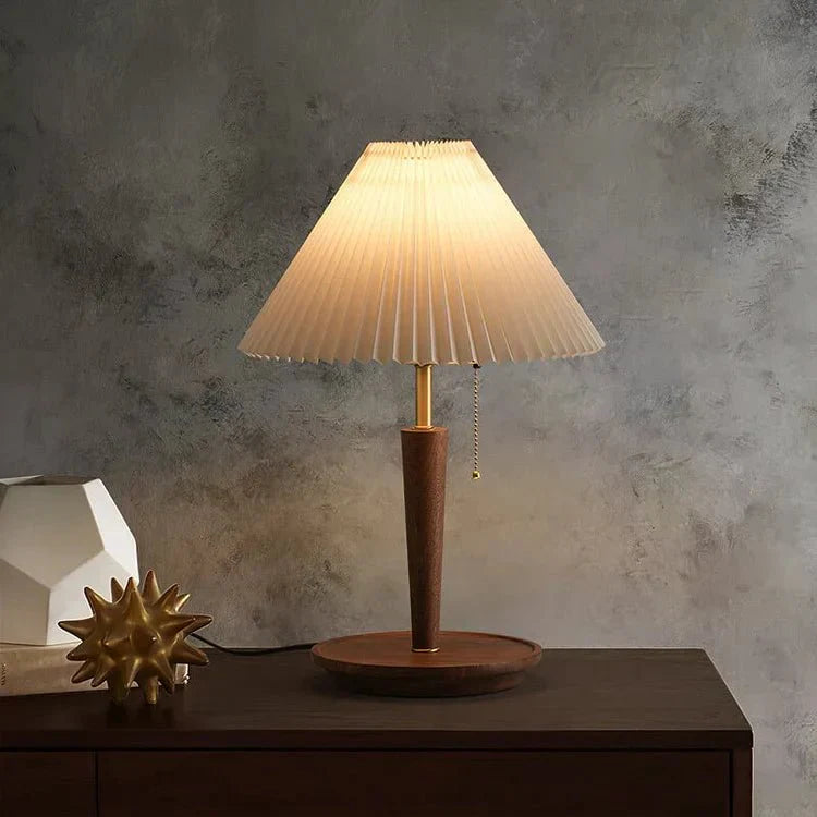 Vintage Złożona Drewniana Lampa Stołowa