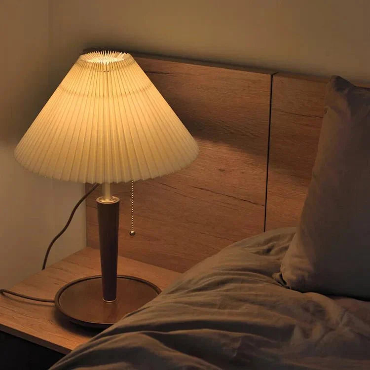 Vintage Złożona Drewniana Lampa Stołowa
