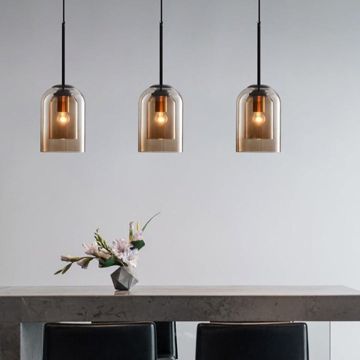 Lampa wisząca Mica w stylu mid-century z podwójnym szkłem