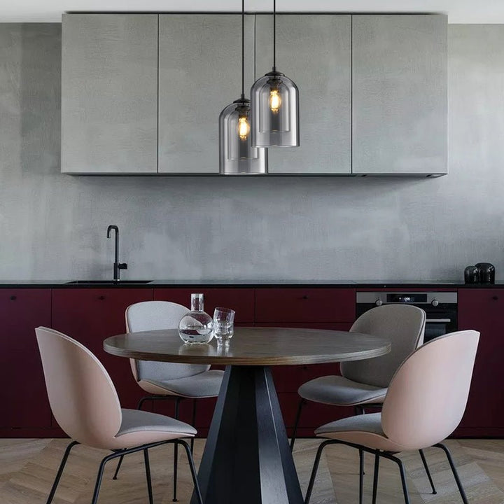 Lampa wisząca Mica w stylu mid-century z podwójnym szkłem