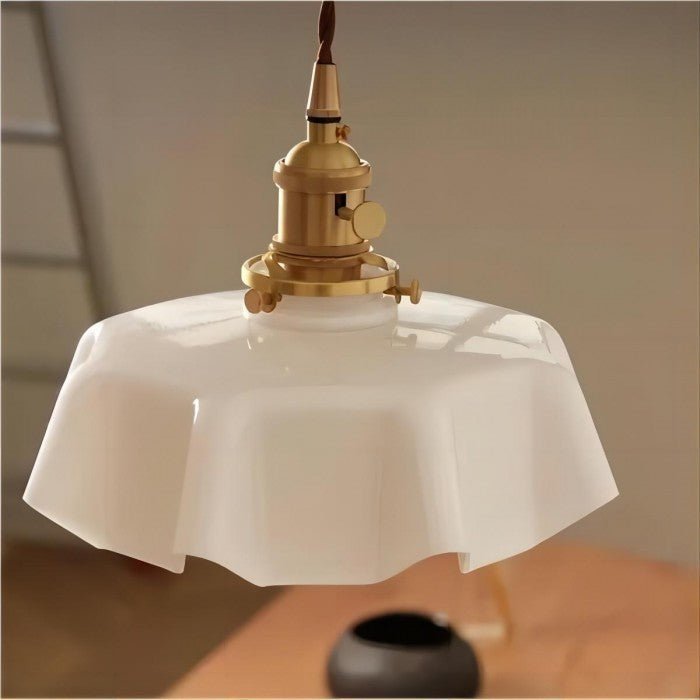 Retro Szklana Lampa Wisząca w Kształcie Kwiatu