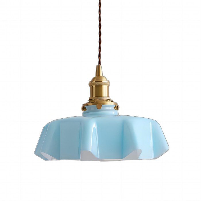 Retro Szklana Lampa Wisząca w Kształcie Kwiatu
