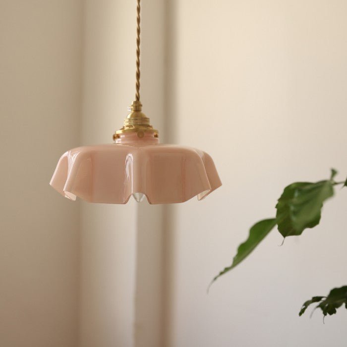 Retro Szklana Lampa Wisząca w Kształcie Kwiatu