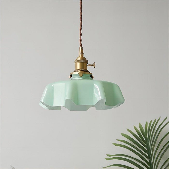 Retro Szklana Lampa Wisząca w Kształcie Kwiatu