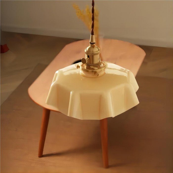 Retro Szklana Lampa Wisząca w Kształcie Kwiatu