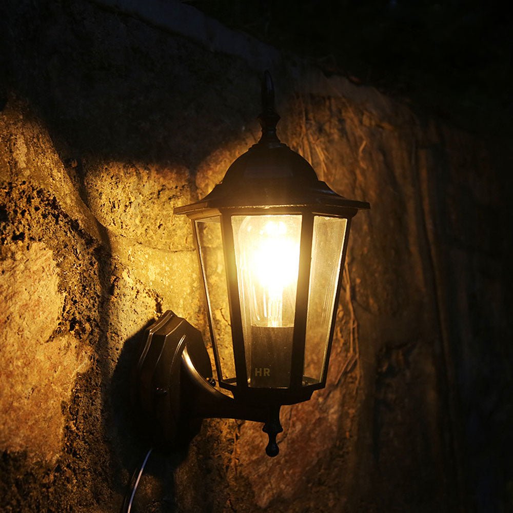 Retro Szklana Zewnętrzna Lampa Ścienna do Ogrodu