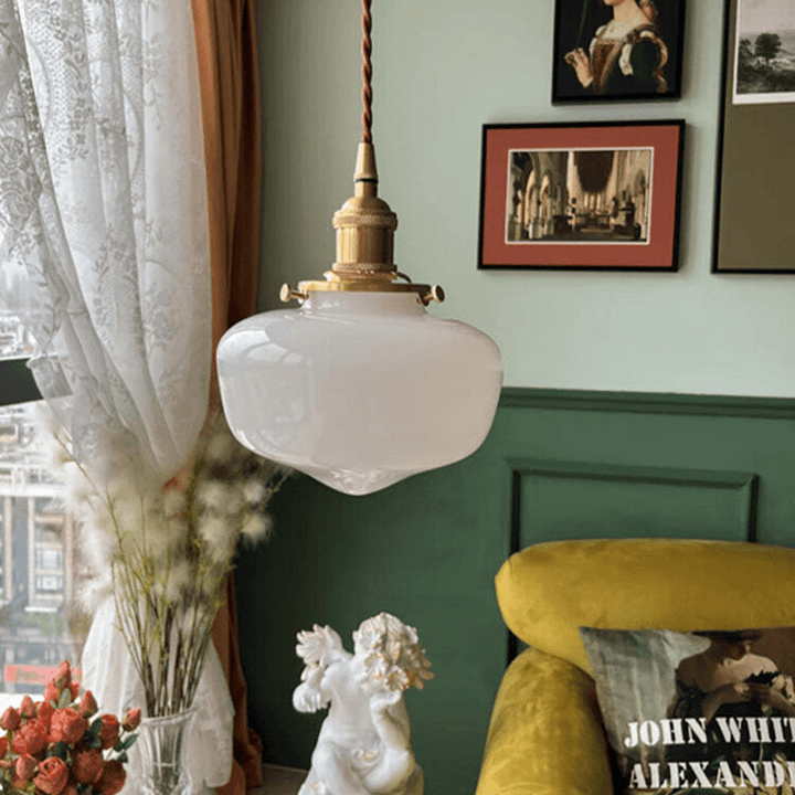 Retro mosiężna lampa wisząca z lampionem