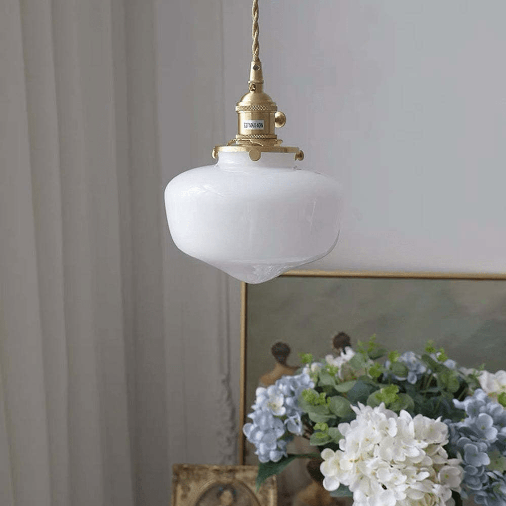 Retro mosiężna lampa wisząca z lampionem