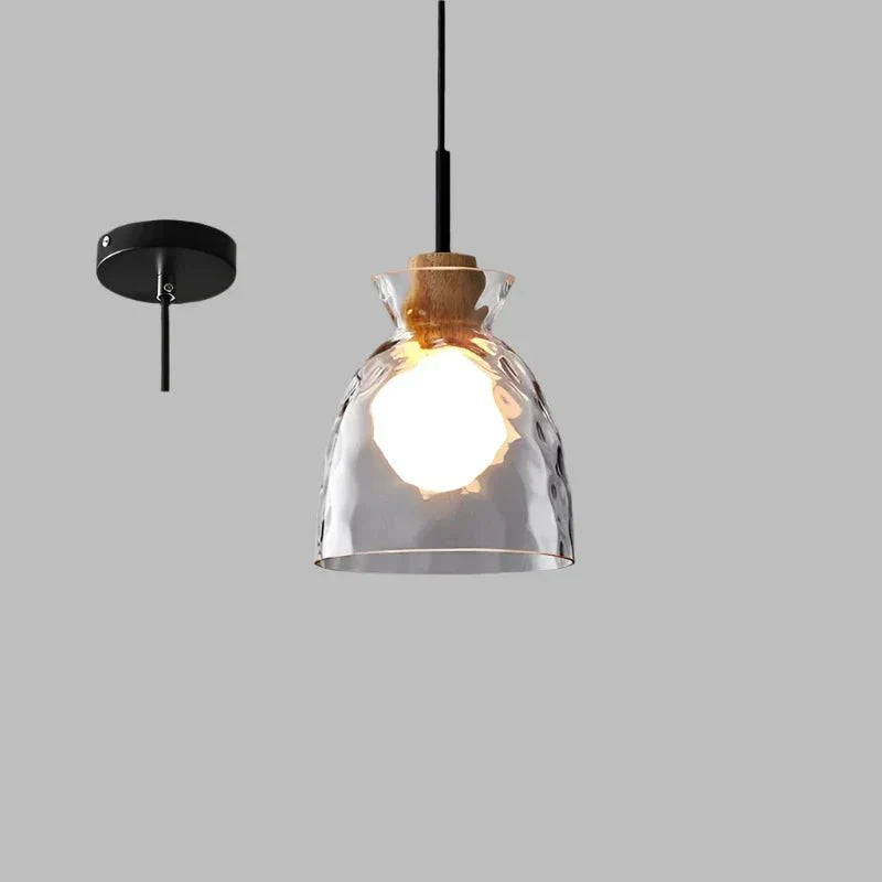 Lampa wisząca Art Ripple szklana lampa drewniana