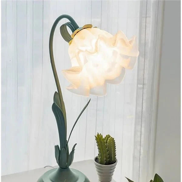 Vintage regulowana lampa stołowa w kształcie kwiatu