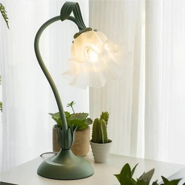 Vintage regulowana lampa stołowa w kształcie kwiatu